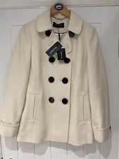 Planet Wool Cashmere Blend Short Winter Coat Cream Size 10 New Tags Rrp £149