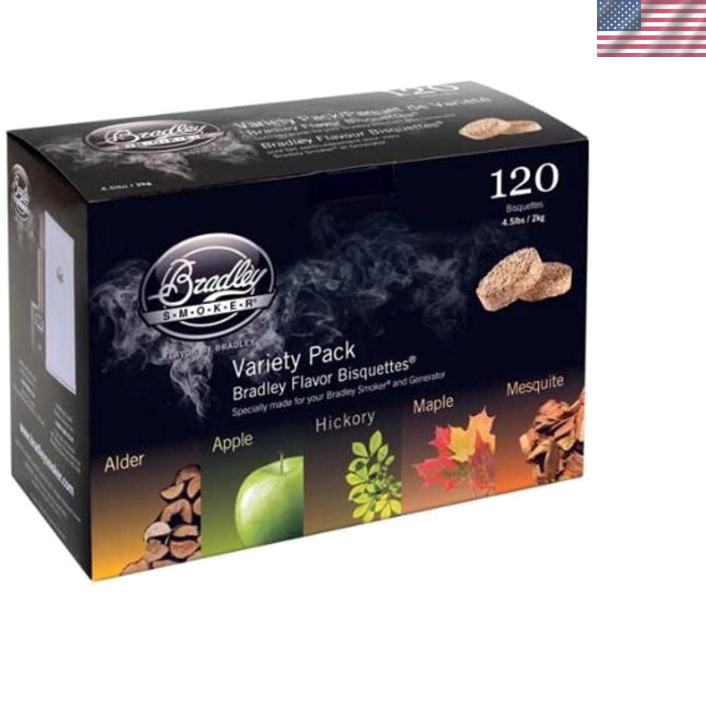 Bradley Wood Smoking Bisquettes - 120 Pack Variety for Premi