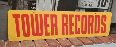 TOWER RECORDS Memorabilia aluminum sign  6'' x 24''