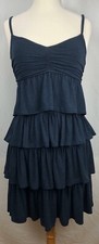 J Crew Womens Summer Dress Small Dark Blue Layered Tiered Spaghetti Strap Casual