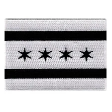 CHICAGO CITY FLAG embroidered iron-on BLACK PATCH EMBLEM ILLINOIS COOK COUNTY