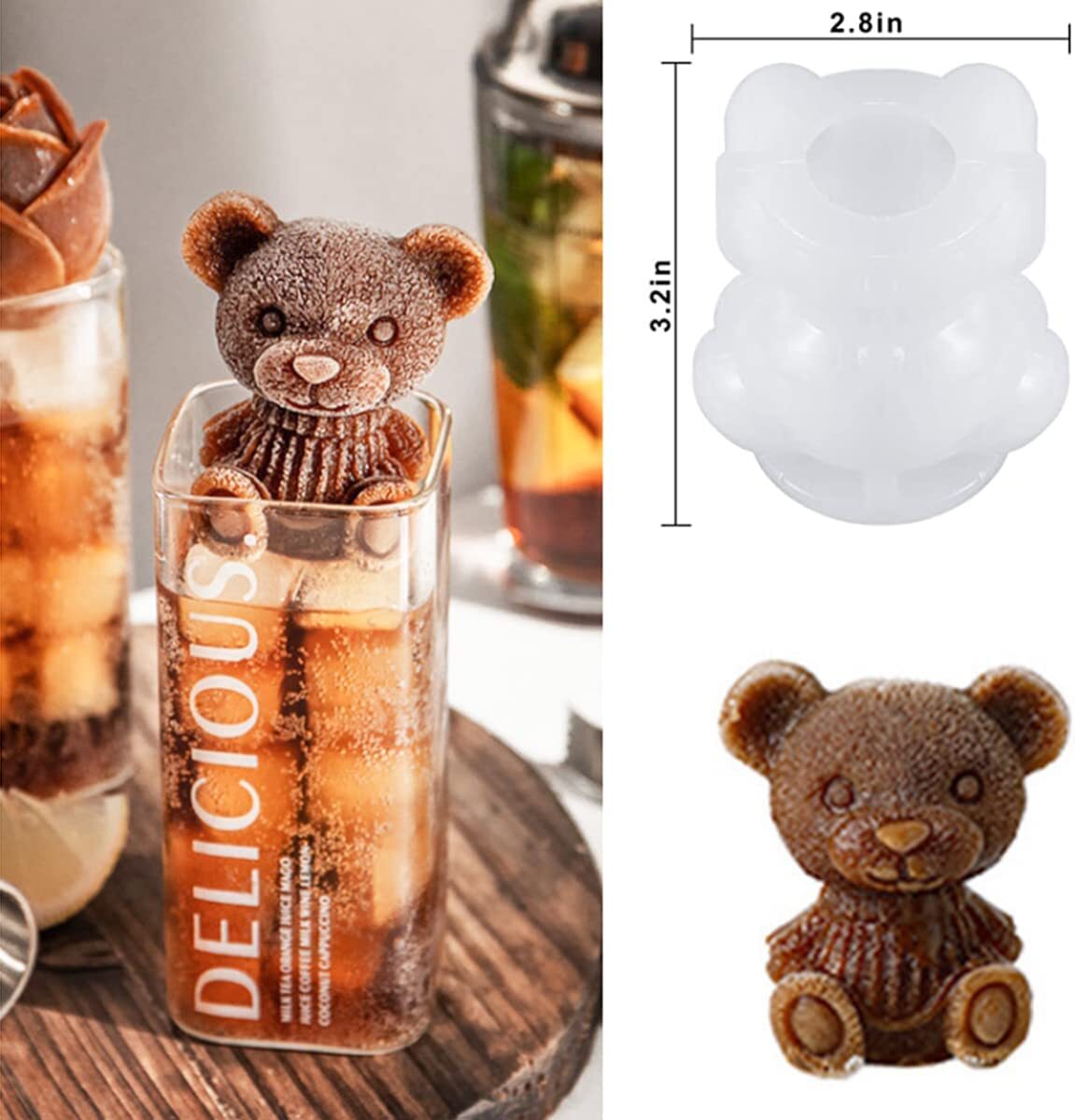 Ice Mold Bear Ice Mold Pack of Ice Cube Silicone Moulds for