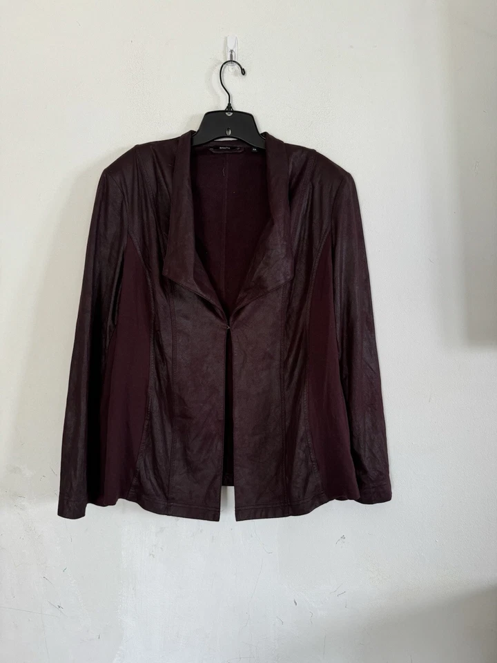 Bonita Womens Faux Suede Eggplant Purple Lagenlook Blazer Jacket, Size 48 US 14 - Image 3 of 4