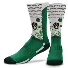 Milwaukee Brewers 4 Leaf Clover Luck V-Curve Socks, Large