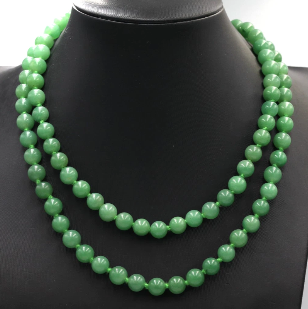 Collier En Jade Vert Et Argent 925 - Longueur ~45 Cm - Fabriqué En Italie - Neuf Avec étiquettes