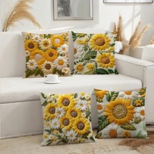 2D Floral Sofa Cushion Case Plush Bedroom Pillow Cover Home Decoration