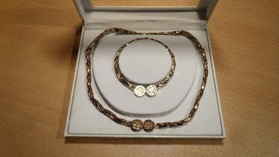 Rare Vintage Bijoux Givenchy Logo Gold Tone Necklace And Bracelet Magnetic Clasp