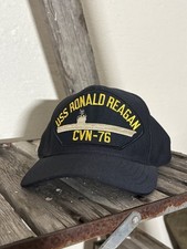 Vintage 90s USS Ronald Reagan CVN-76 Navy Hat Eagle Crest Snapback Made in USA
