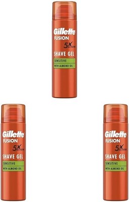 3 x Gillette Fusion 5 Ultra Sensitive Herren Rasiergel 200 ml