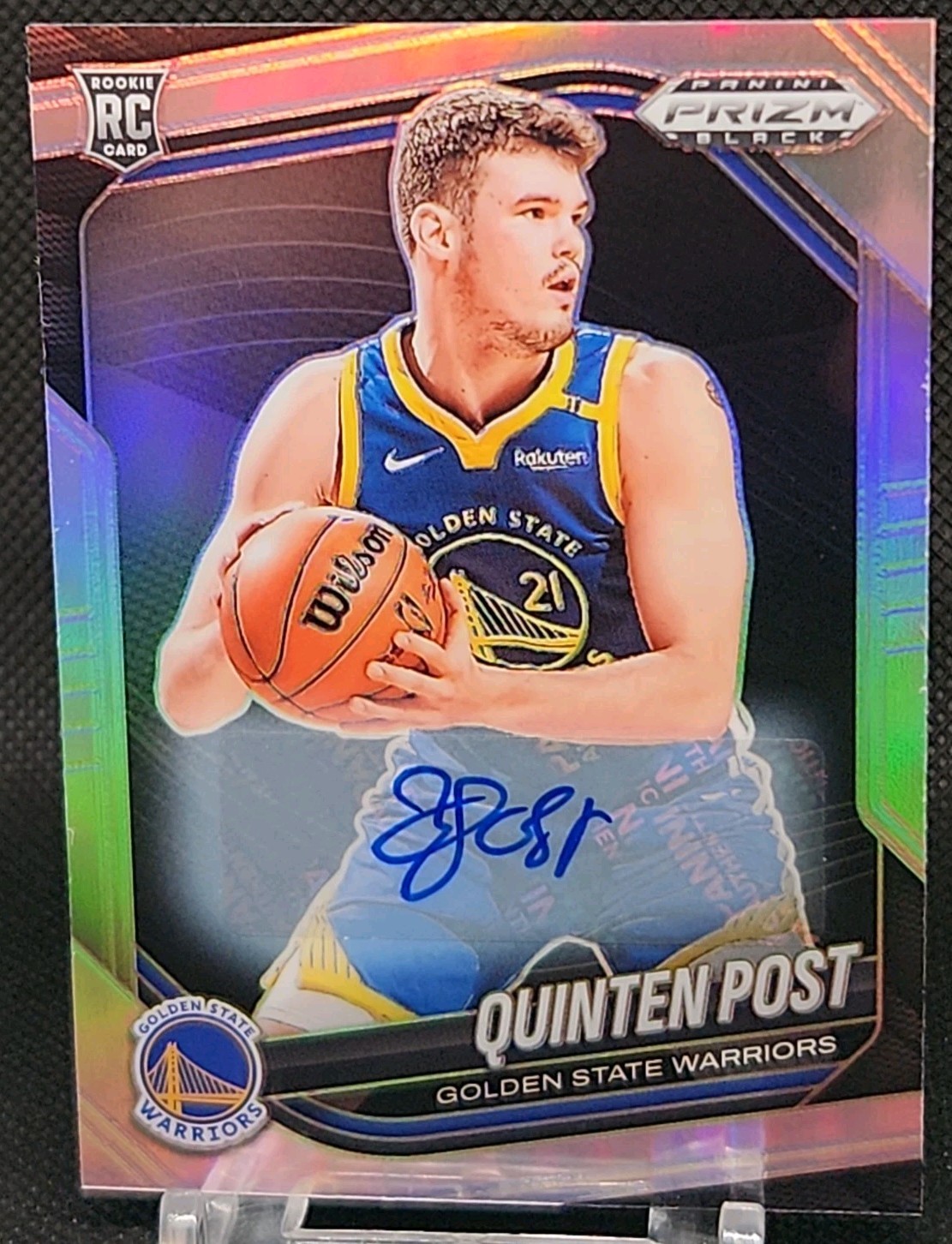 2024-25 Panini Prizm Black Quinten Post Rookie Silver Auto SP Card #195 Warriors
