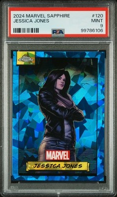 2024 TOPPS CHROME MARVEL SAPPHIRE ED #120 JESSICA JONES PSA 9