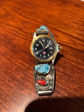 Swiss Army Bucherer Watch with Indian Stone Sign Watch Band Vintage New battery