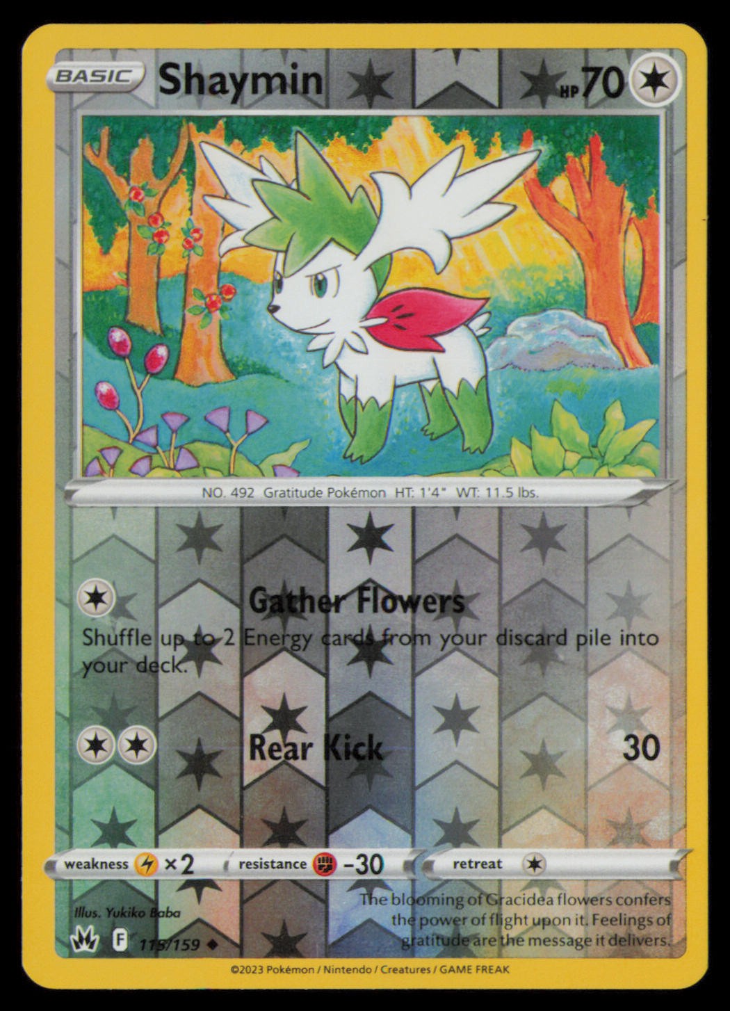 Shaymin 115/159 Uncommon Crown Zenith Pokemon Reverse Holo Near Mint