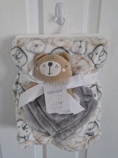Duck Duck Goose Baby Plush Blanket Bear Lovey Gray Cream 30x40 Soft