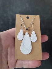 White Polymer Clay Jewelry Set, NEW