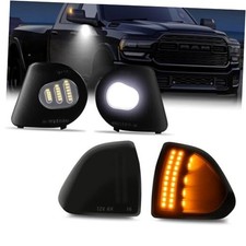 LED Side Mirror Turn Signal Puddle Lights Kit Smoked Cover Amber White