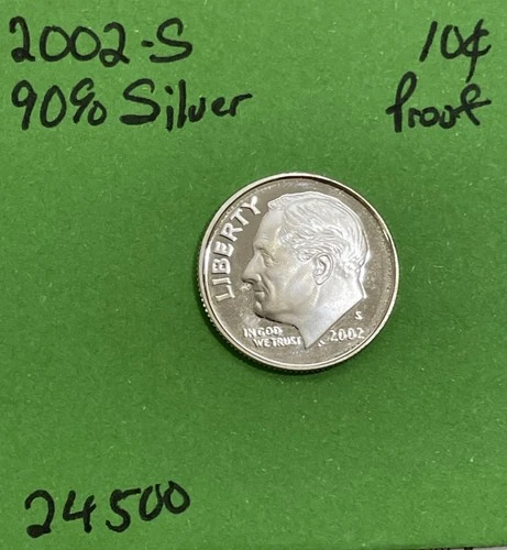2002-S Roosevelt Dime 10c Gem DCam Proof 90% Silver