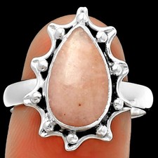 Natural Pink Scolecite 925 Sterling Silver Ring s.9 Jewelry R-1189
