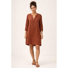 Old Navy Brown 100% Cotton Double Gauze Shift Dress Medium Tall Earthy Neutral
