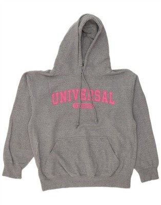 UNIVERSAL STUDIOS Damen Oversize Grafik Hoodie Pullover UK 10 Small Grau CB11