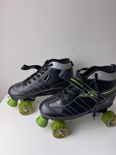 Roller Derby Laser 7.9MX Skates Black Silver  Green Pre-owned USA Youth Size 8