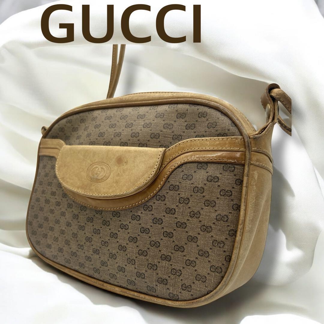 Vintage Gucci GG shoulder bag in brown excellent condition from Japan