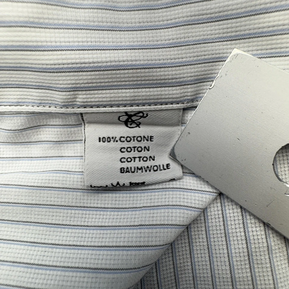 Camisa de vestir Canali para hombre 17 43 azul a rayas manga larga con botones hecha en Italia Foto 3 de 4