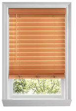 Chestnut Cordless Premium Faux Wood blinds with 2.5 in. Slats 27-3/8" W x 48" L