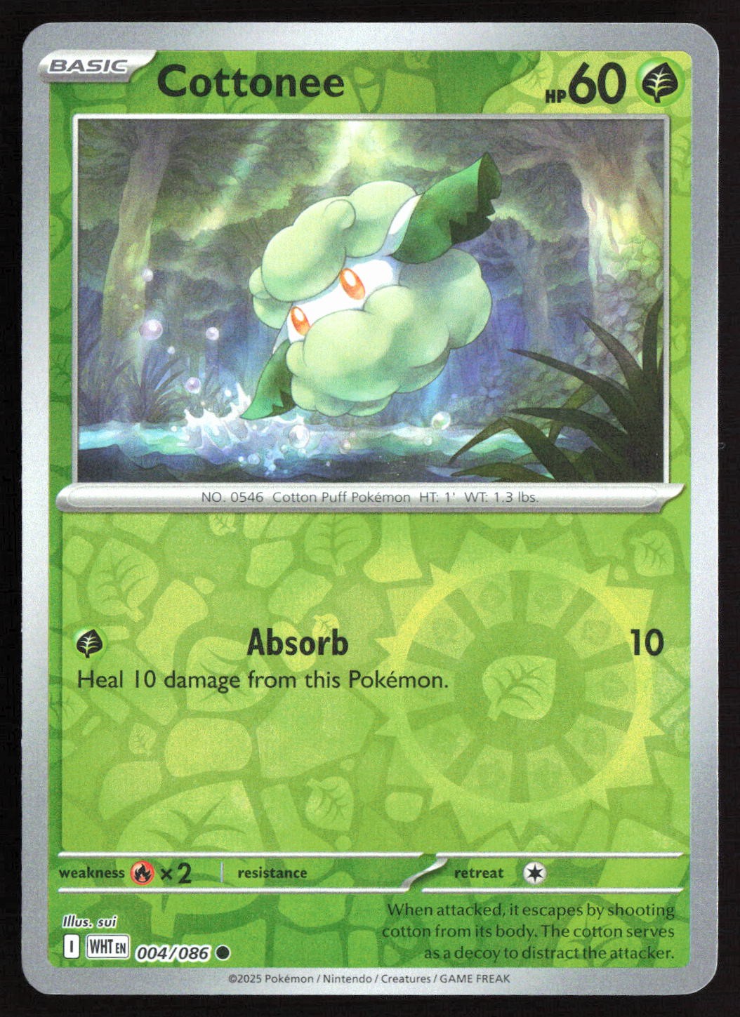 Pokemon TCG - Cottonee Reverse Holo SV: White Flare 004/086 NM