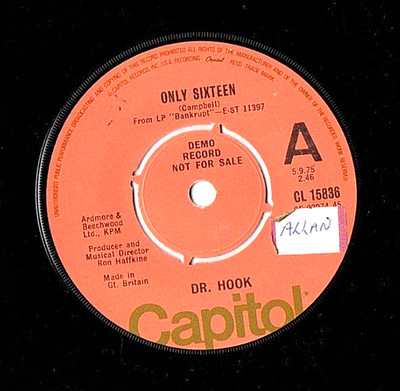 DEMO    DR.HOOK ~ ONLY SIXTEEN / LEVITATE   1975  Vinyl 7''  Single .. VG+