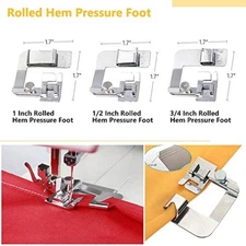 HONEYSEW Sewing Machine Presser Feet 3Pcs Rolled Hem Pressure Foot,3Pc