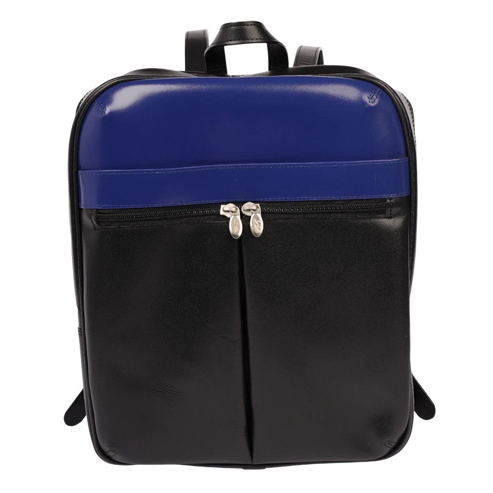 Mochila delgada de cuero McKleinUSA Edison negra/azul marino 14" bolsa para computadora portátil 88137 Foto 4 de 4