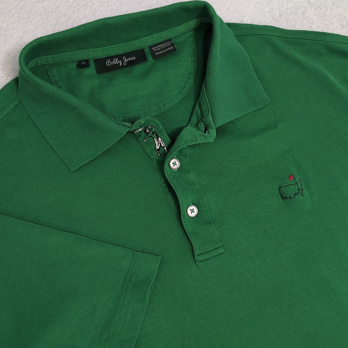 Vintage 90s Bobby Jones Collection Masters Golf Shirt Size M Green