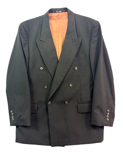 Vtg 90s Double Breasted Blazer 42R green knit jacket sport suit coat J ...