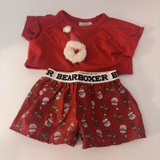 Build A Bear Boxer Santa Claus Red Shirt Outfit Christmas Pajamas PJs Clothes