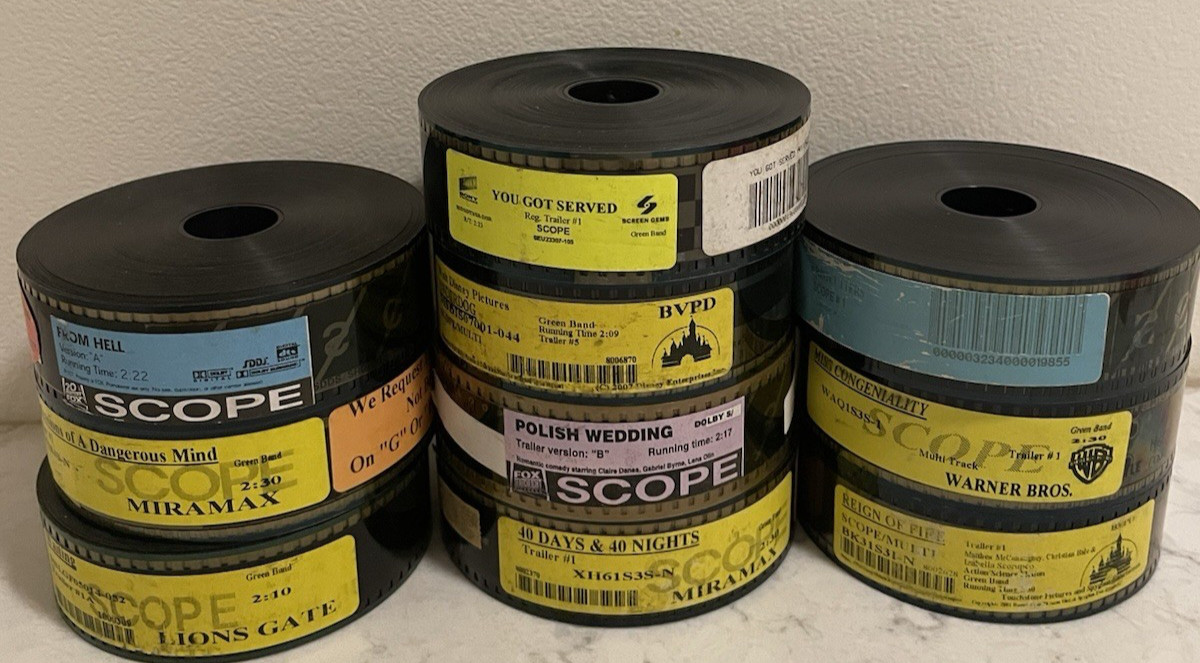 Lot Of 10 Different 35MM MOVIE THEATER TRAILERS, Scope- See Desc For Titles