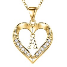 Turandoss Heart Initial Necklaces for Women, Dainty 14K Gold Plated