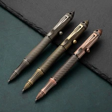 Solid Brass Bolt Action Pen Pocket Ballpoint Pen Outdoor Travel EDC W/5pc Refill