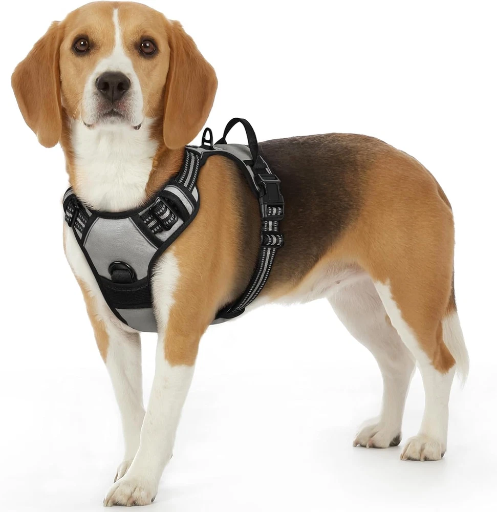 Dog Harness for Large Dogs, No Pull Service Vest with Reflective Strips and Cont
