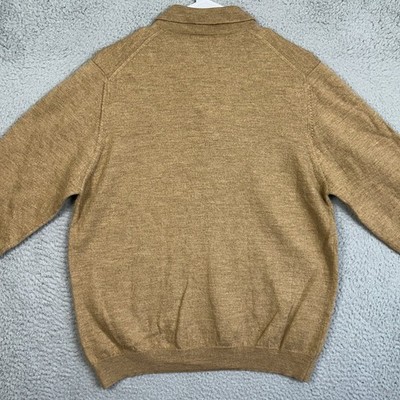 Brooks Brothers 346 Merino Wool Polo Sweater Mens Medium Tan Long