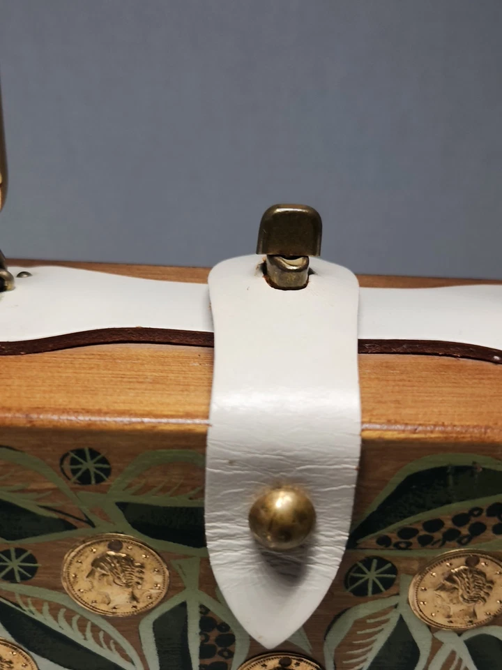 Bolso de mano de madera vintage 1962 Enid Collins "Money Tree VI" mediados de siglo Foto 4 de 4