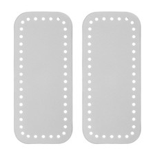 2PCS Bag Bottom for Crochet, 7 x 3" Leather Bag Base Knitting with Holes, Silver