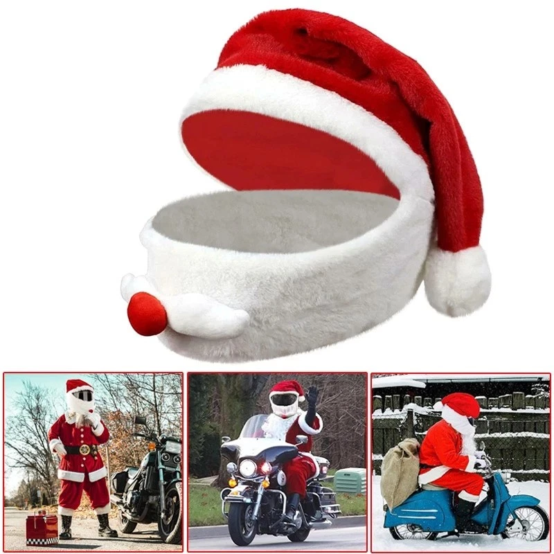 Christmas Helmet Cover Santa Claus Hat~for Motorcycle Motorbike Helmet Case - Image 4 of 4