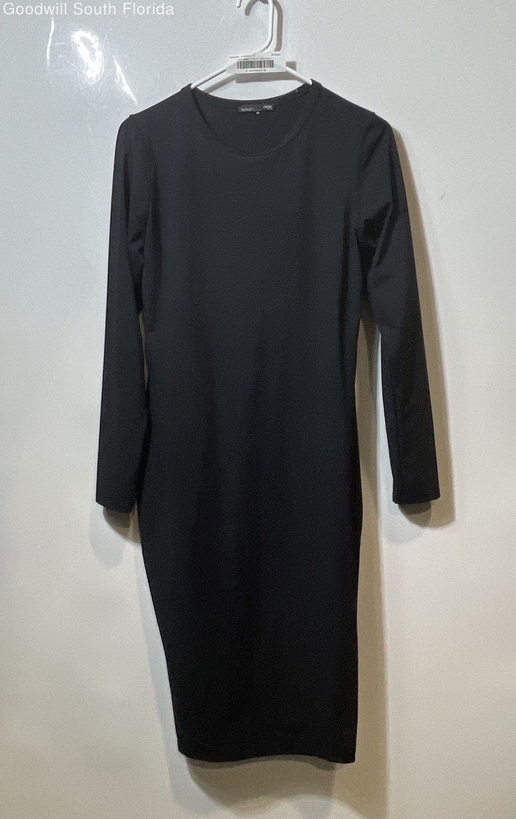 Zara Womens Black Long Sleeve Round Neck Comfort Pullover Sheath Dress Size L