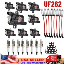 8Pack Ignition Coil+Spark Plug&Wires Set UF262 For Chevy Silverado 1500 2500 GMC