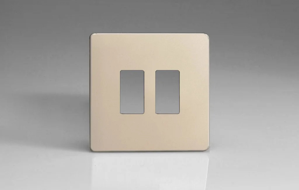 Modular Grid System Satin PowerGrid Plate Screwless 2-Gang Yoke Included