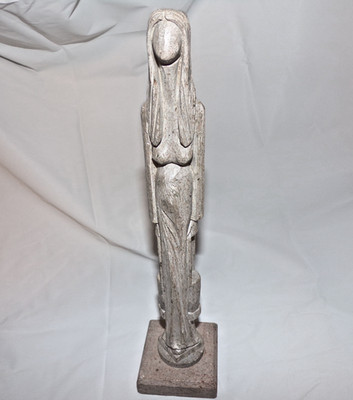 VINTAGE K SILVA SCULPTURE MODERN SOAPSTONE CARVING GIRL CARRYING BUCKETS 10.5''