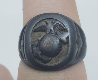 WW2 USMC Pilot Ring Eagle Globe Anchor Wings Sterling EGA Aviation Wings Estate