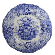 Staffordshire Child Blue Toy Dinner Plate LEARNING LESSONS Ridgway 1835 Souvenir
