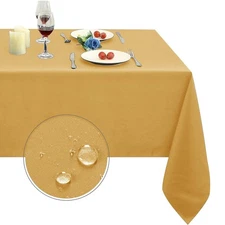 Obstal Gold Rectangle Table Cloth - Heavy Duty Water Resistance Polyester Tab...